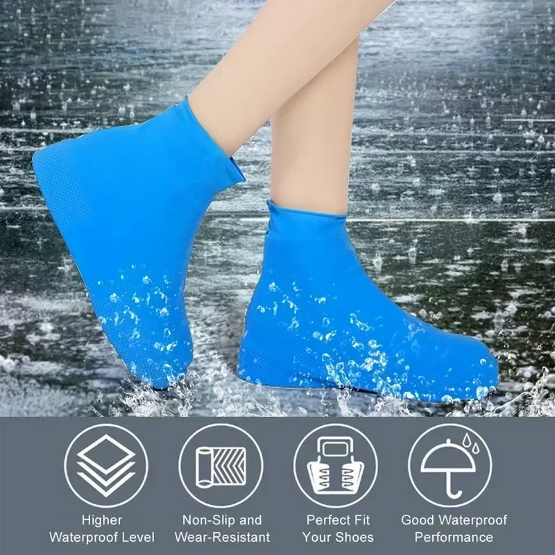 

Outdoor For Reusable Rainy 1pair Shoes Boots Shose Rain Protectors Unisex Silicone Waterproof Cover Days