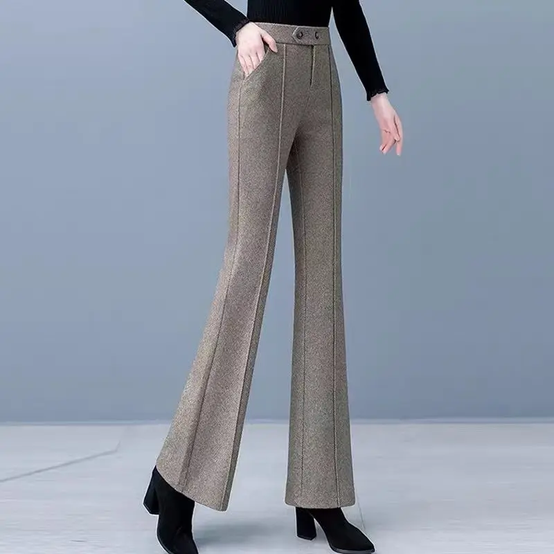 Oversized Wool Blend Flare Pants Women Plus Velvet Autumn Winter Pantalones 2024 Korean Style High Wasit Baggy Straight Trousers
Oversized Wool Blend Flare Pants Women Plus Velvet Autumn Winter Pantalones 2024 Korean Style High Wasit Baggy Straight Trousers