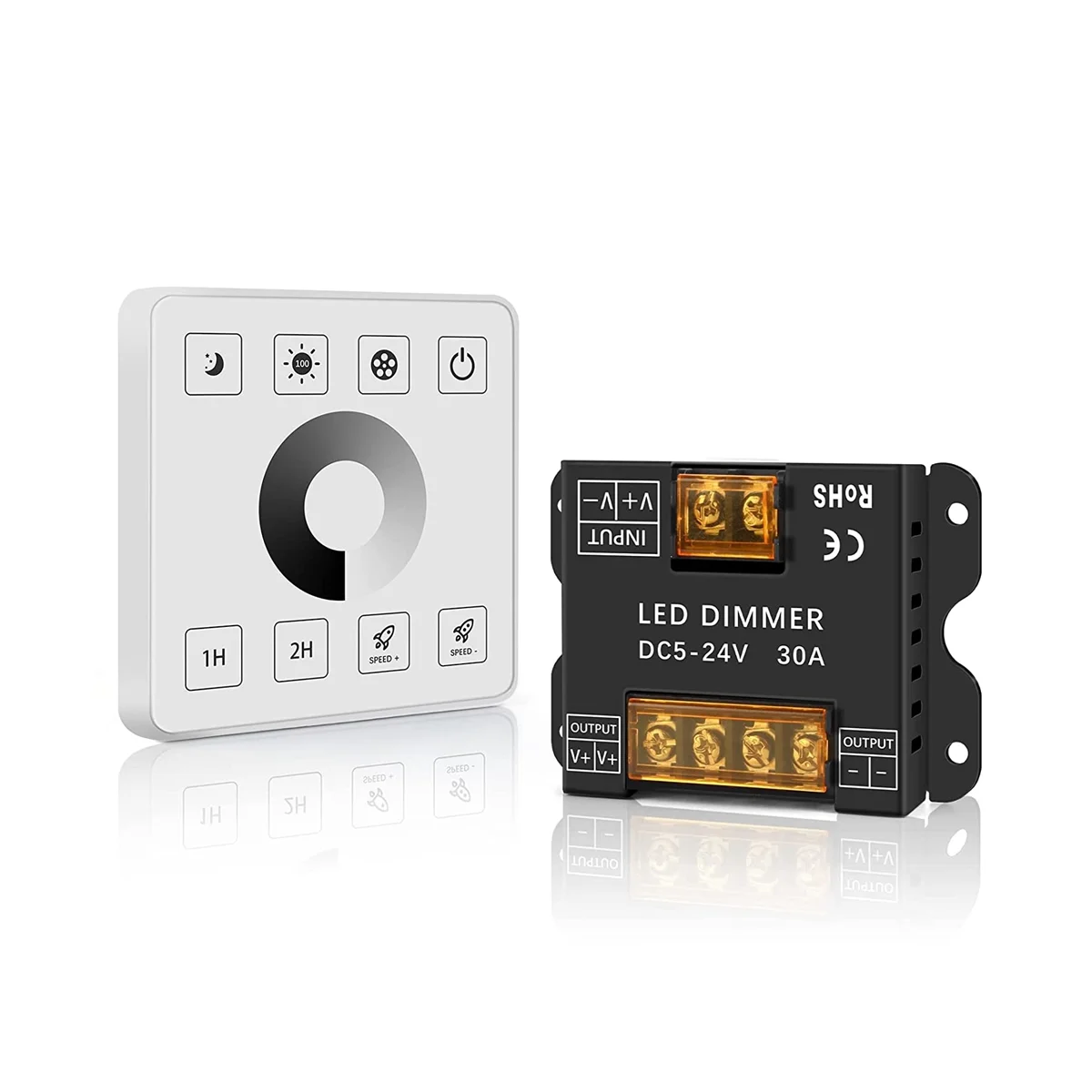 

RF Wireless Wall- Mounted Touch Panel Dimmer Control for DC5-24V 30A Single Color LED Strip Lighting