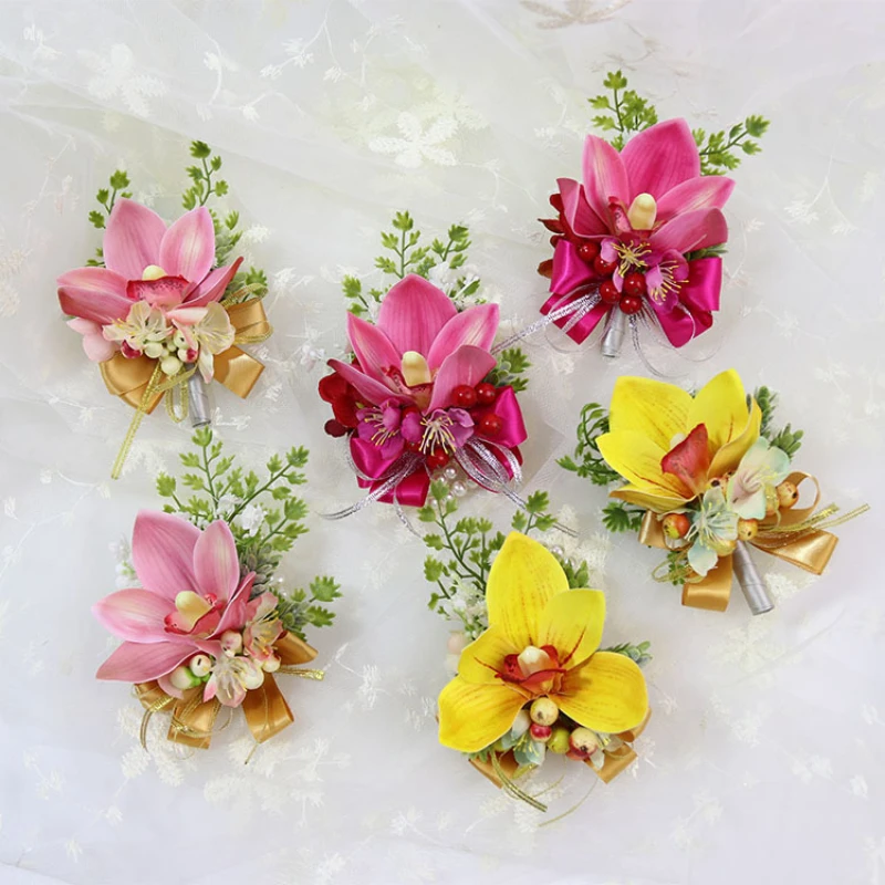 Gold Boutonnieres Flowers Artificial Cymbidium Silk Corsage Rose Buttonhole Groomsmen Boutonniere for Men Wedding Accessories
Gold Boutonnieres Flowers Artificial Cymbidium Silk Corsage Rose Buttonhole Groomsmen Boutonniere for Men Wedding Accessories