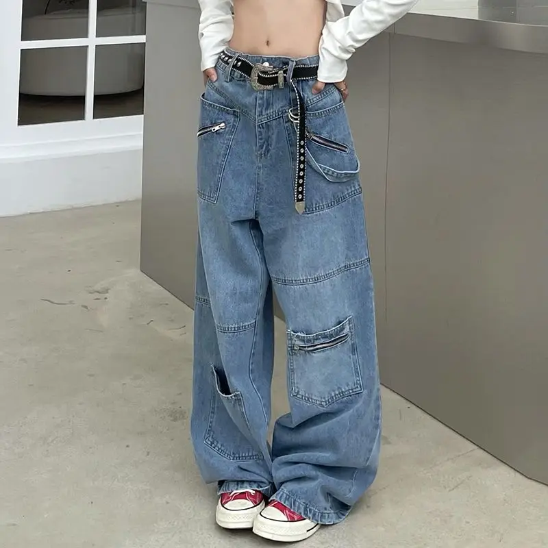 Fashion Street Retro Old Jeans Women's Design Sense Wide-leg Pants Hip-hop All-match Trousers Multi-pocket High-waisted Pants
Fashion Street Retro Old Jeans Women's Design Sense Wide-leg Pants Hip-hop All-match Trousers Multi-pocket High-waisted Pants