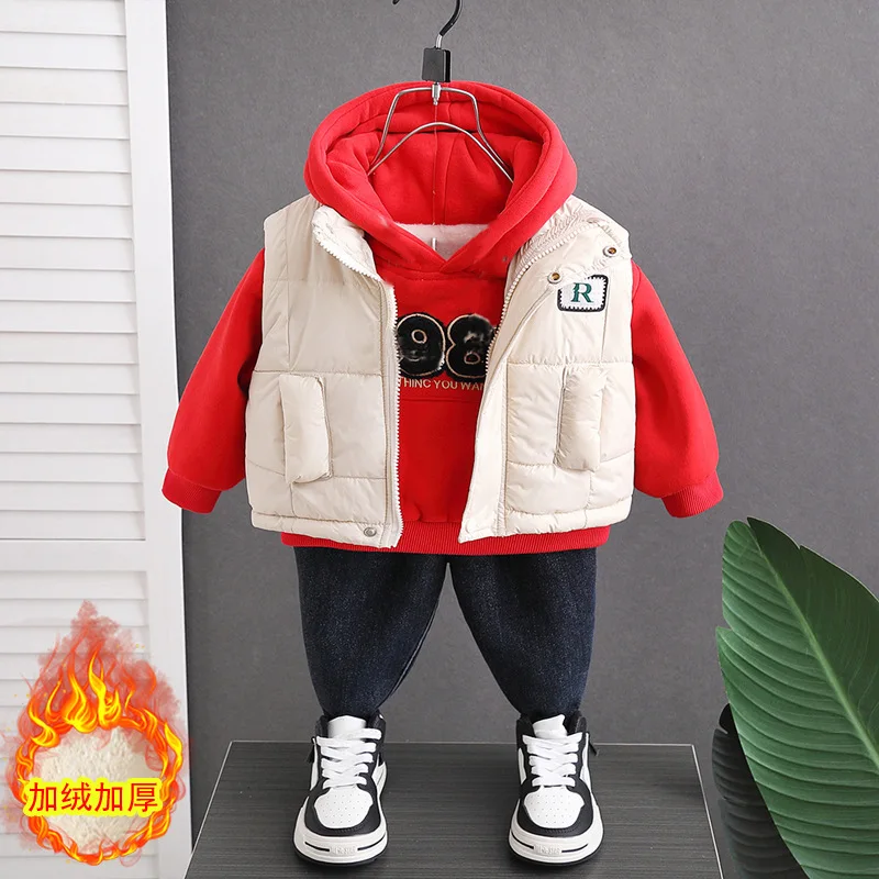 Winter Baby Boys Clothes Sets Children Thickening Fleece Sweatshirt+ Vest + Pants 3Pcs Cotton Sport Suit For Girls Warm Outfits
Winter Baby Boys Clothes Sets Children Thickening Fleece Sweatshirt+ Vest + Pants 3Pcs Cotton Sport Suit For Girls Warm Outfits