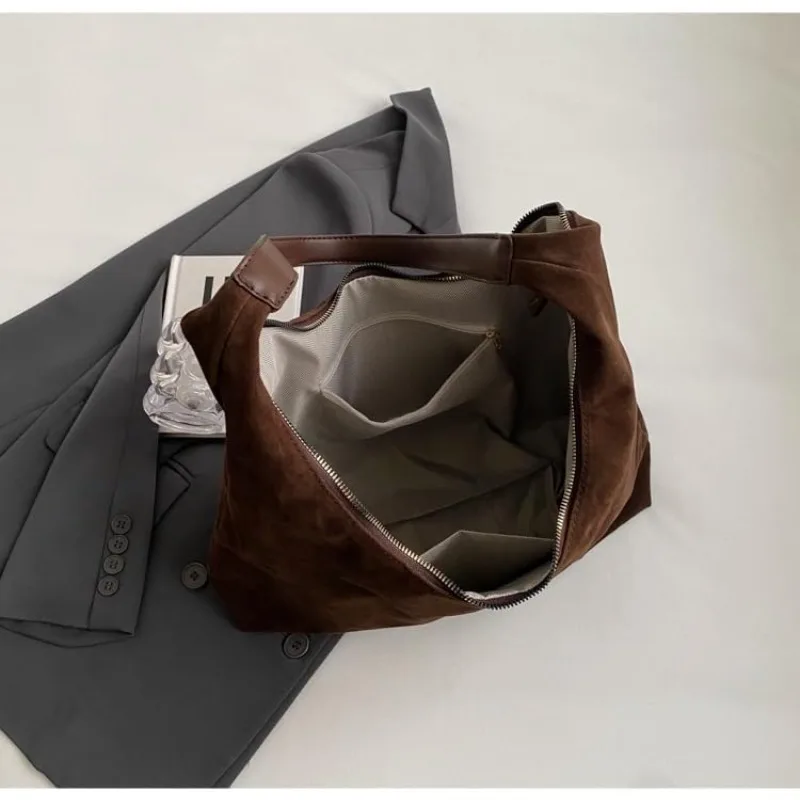 Women Suede Shoulder Bag Large Capacity Hobo Bags Handbag with Zipper Slouchy Bag Commuter Travel Bag Purses and Handbags 17 S5d9f471c8d3e4c49b8e0f28dba100fb32