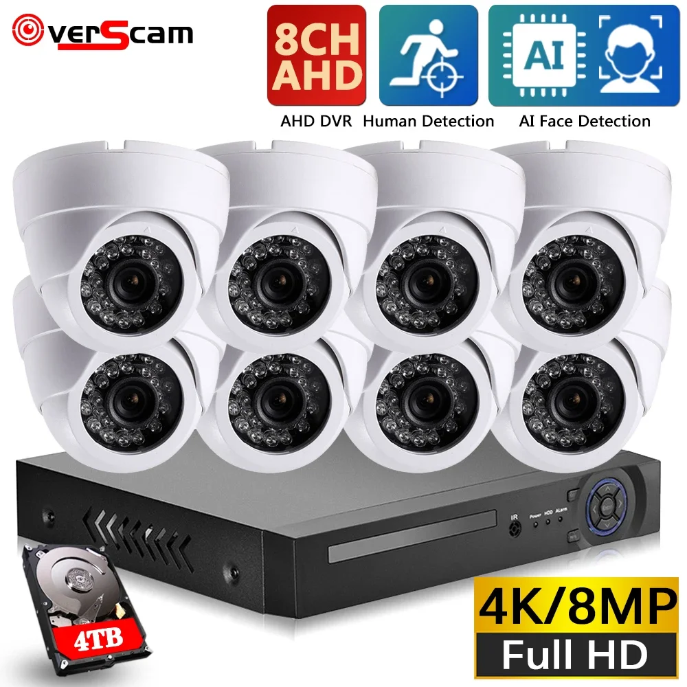 

H.265+ 8CH 4K Ultra HD CCTV DVR Kit Oudtoor 8.0MP Dome Home Security Camera System IP66 Waterproof P2P Video Surveillance Set