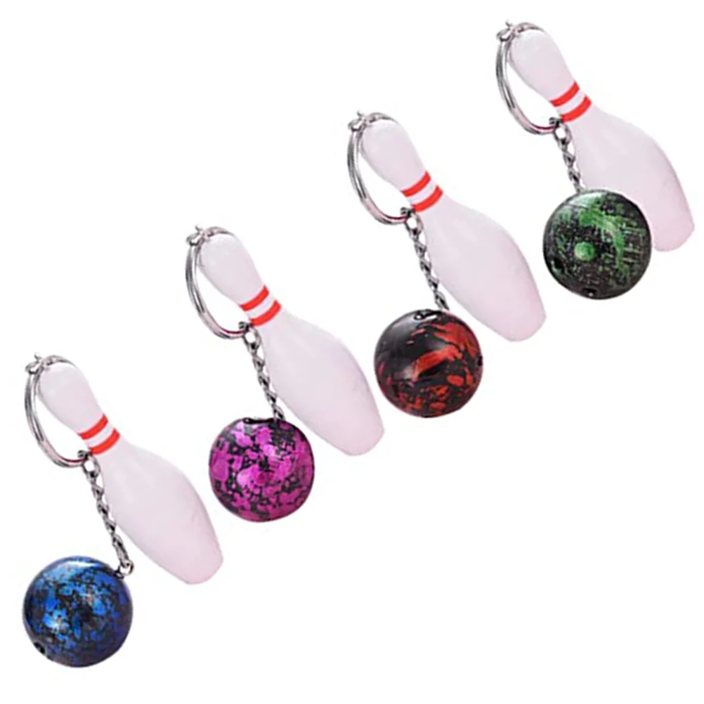 

4 Pcs Bowling Keychain Fob Mini Keepsakes Match Keychains Car Ornaments Zinc Alloy Child Themed Rings