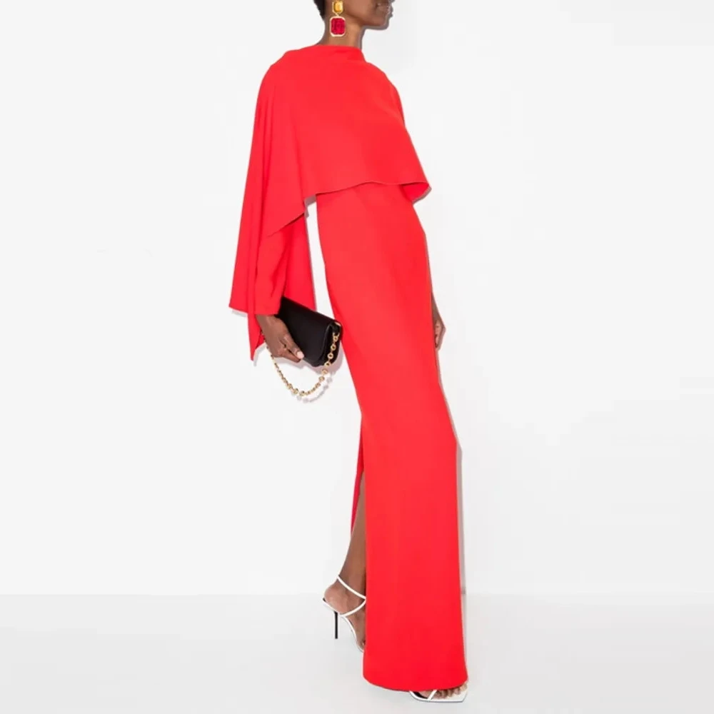POMUSE Elegant Long Red Crepe Split Evening Dresses With Sleeves فساتين سهرة Sheath Floor Length Slit Prom Dresses for Women
POMUSE Elegant Long Red Crepe Split Evening Dresses With Sleeves فساتين سهرة Sheath Floor Length Slit Prom Dresses for Women