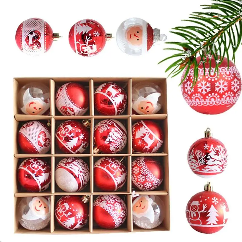 

Шары с рождественским орнаментом рождественские украшения, 16 шт. блестящих шариков для дома в помещении, создайте Рождественское настроение с эффектом вспышки для
