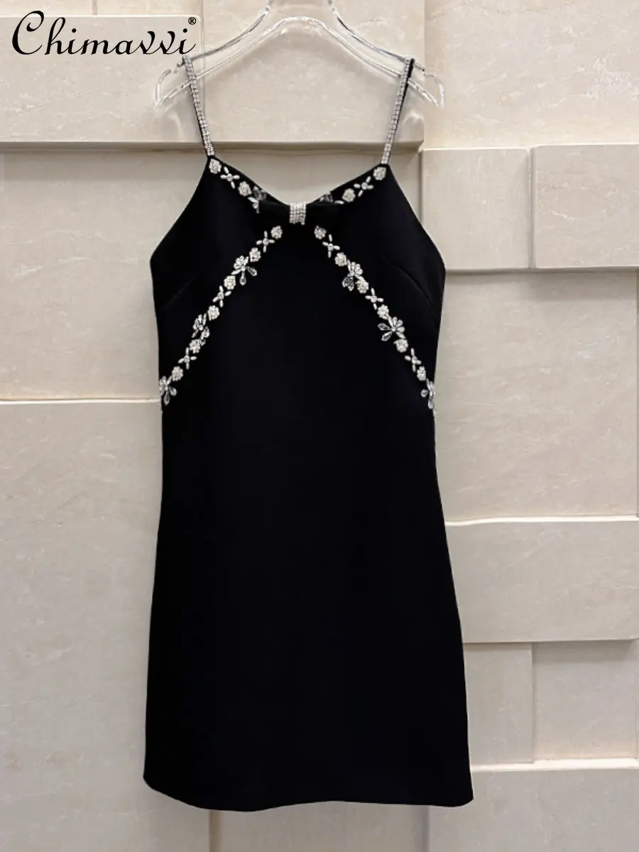 2023 Spring and Summer New Heavy Industry Rhinestone Beaded Embroidery Short Dress Light Luxury Slim Strap Dress Bow Black Dress
2023 Spring and Summer New Heavy Industry Rhinestone Beaded Embroidery Short Dress Light Luxury Slim Strap Dress Bow Black Dress