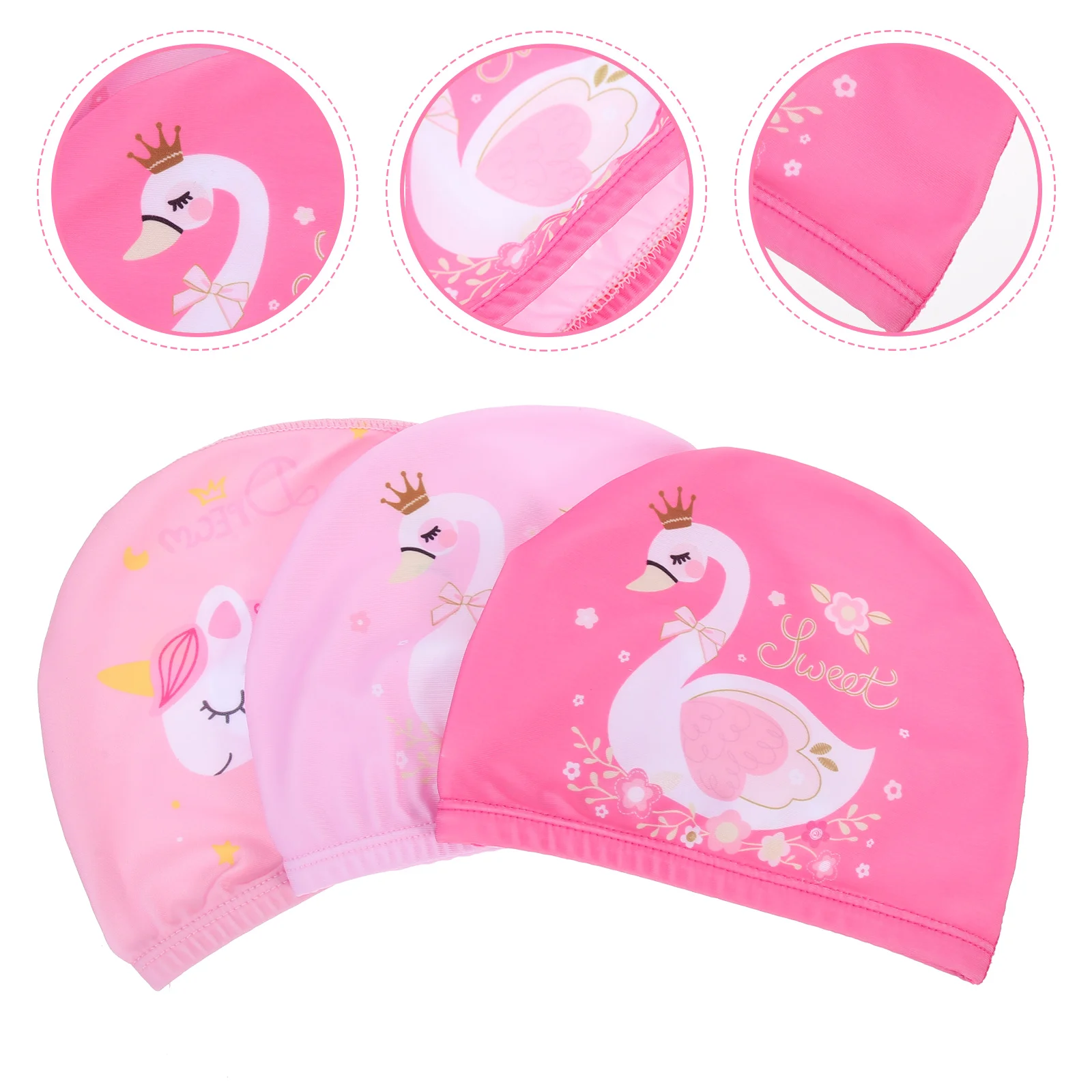 3Pcs Kids Swimming Caps Unisex Swan Printed Elastic Swim Cap Waterproof Headwrap for Pool Summer Beach Party Supplies
3Pcs Kids Swimming Caps Unisex Swan Printed Elastic Swim Cap Waterproof Headwrap for Pool Summer Beach Party Supplies