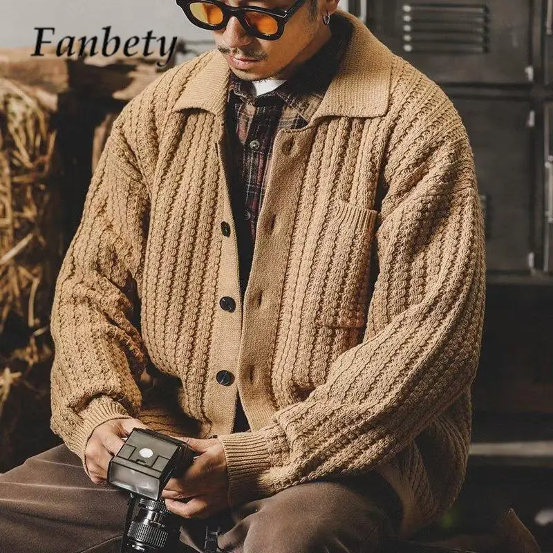2023 Men's Brand Retro Sweaters Causal Turn-down Collar Solid Color Knitted Coats Autumn Winter Loose Single-breasted Cardigan
2023 Men's Brand Retro Sweaters Causal Turn-down Collar Solid Color Knitted Coats Autumn Winter Loose Single-breasted Cardigan