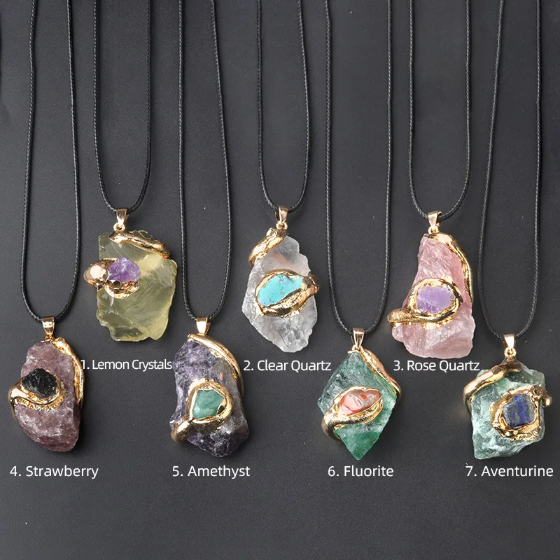 10PCS Wire Wrapping Irregular Stone Pendant Necklace Fluorite Amethyst Rose Quartz Crystal Necklaes Jewelry Gift
10PCS Wire Wrapping Irregular Stone Pendant Necklace Fluorite Amethyst Rose Quartz Crystal Necklaes Jewelry Gift