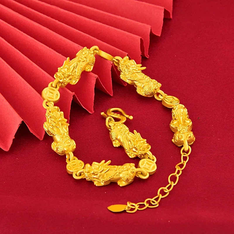 24k Yellow Gold Plated Bracelet for Men Women Small pixu pendant Gold Hand Chain Bracelets Wedding Jewelry Gifts
24k Yellow Gold Plated Bracelet for Men Women Small pixu pendant Gold Hand Chain Bracelets Wedding Jewelry Gifts