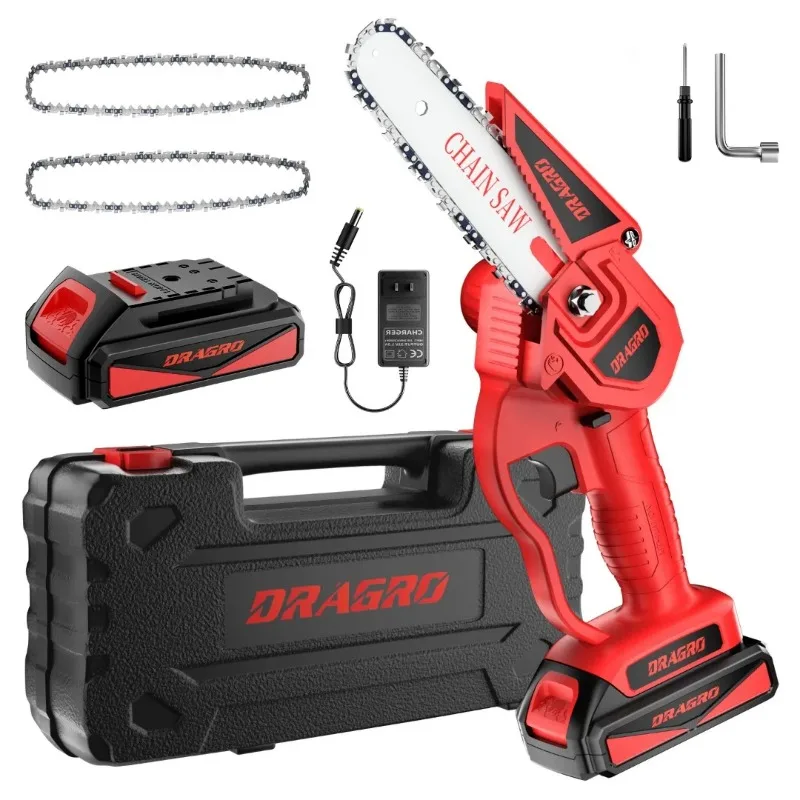 

Dragro 6inch 550W Cordless Electric Portable Handheld Chainsaw 21V Rechargeable Battery Powered Wood Branch Pruning Cutting Tool