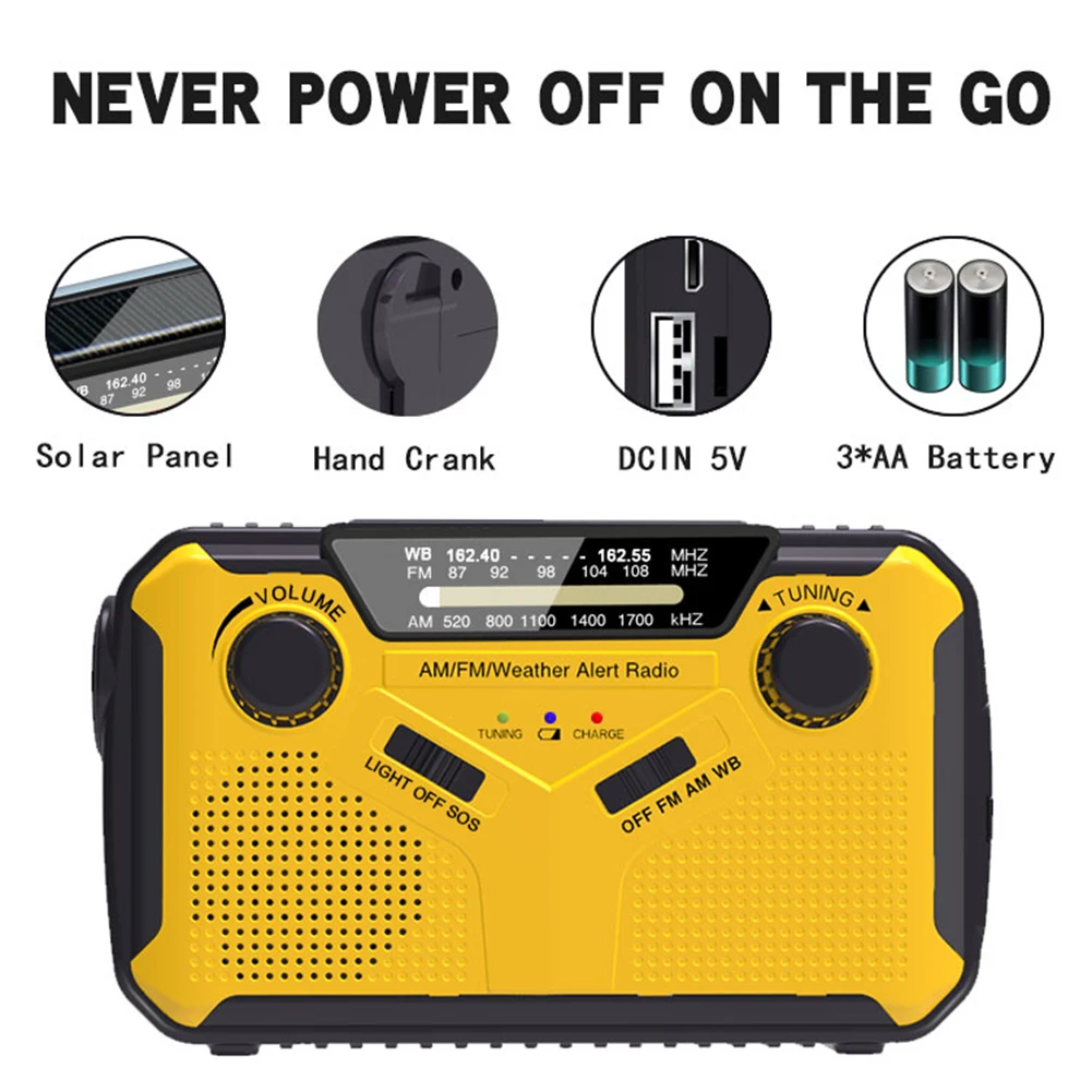 Urgent Radio Receiver AM/FM/NOAA Weather Dynamo LED Flashlight Waterproof Outdoor Use Multifunctional Hand Radios Portable
Urgent Radio Receiver AM/FM/NOAA Weather Dynamo LED Flashlight Waterproof Outdoor Use Multifunctional Hand Radios Portable