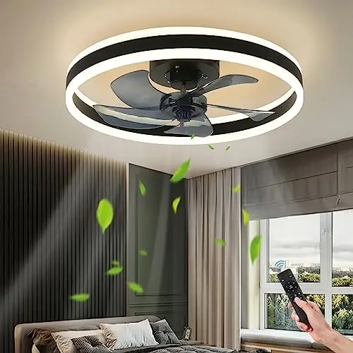 Ceiling Fans with Lights and Remote,Modern Flush Mount with Light 6 Speeds Timeing,Low Profile Ceiling Fans for Bedroom,Study,D
Ceiling Fans with Lights and Remote,Modern Flush Mount with Light 6 Speeds Timeing,Low Profile Ceiling Fans for Bedroom,Study,D