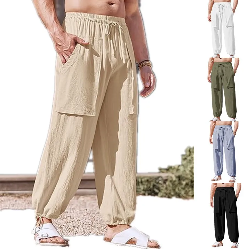 2024 men's new casual fashion tooling multi-pocket plus size casual pants cotton and linen loose drawstring leg pants
2024 men's new casual fashion tooling multi-pocket plus size casual pants cotton and linen loose drawstring leg pants