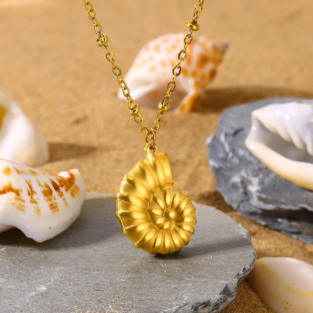 Fashion Conch Pendant NecklacesFor Women Gold Color Stainless Steel Chain Conch Necklace Shell Ocean Jewelry Wedding Gift 2024 Fashion Conch Pendant NecklacesFor Women Gold Color Stainless Steel Chain Conch Necklace Shell Ocean Jewelry Wedding Gift 2024