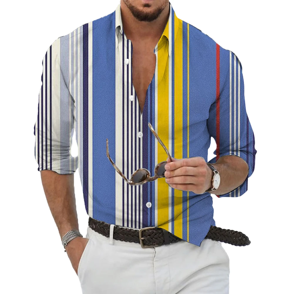 New Autumn Spring Colorful Striped Long Sleeve Shirts And Blouses Single Breasted Breathable Tops Shirt Male Clothing For Men
New Autumn Spring Colorful Striped Long Sleeve Shirts And Blouses Single Breasted Breathable Tops Shirt Male Clothing For Men