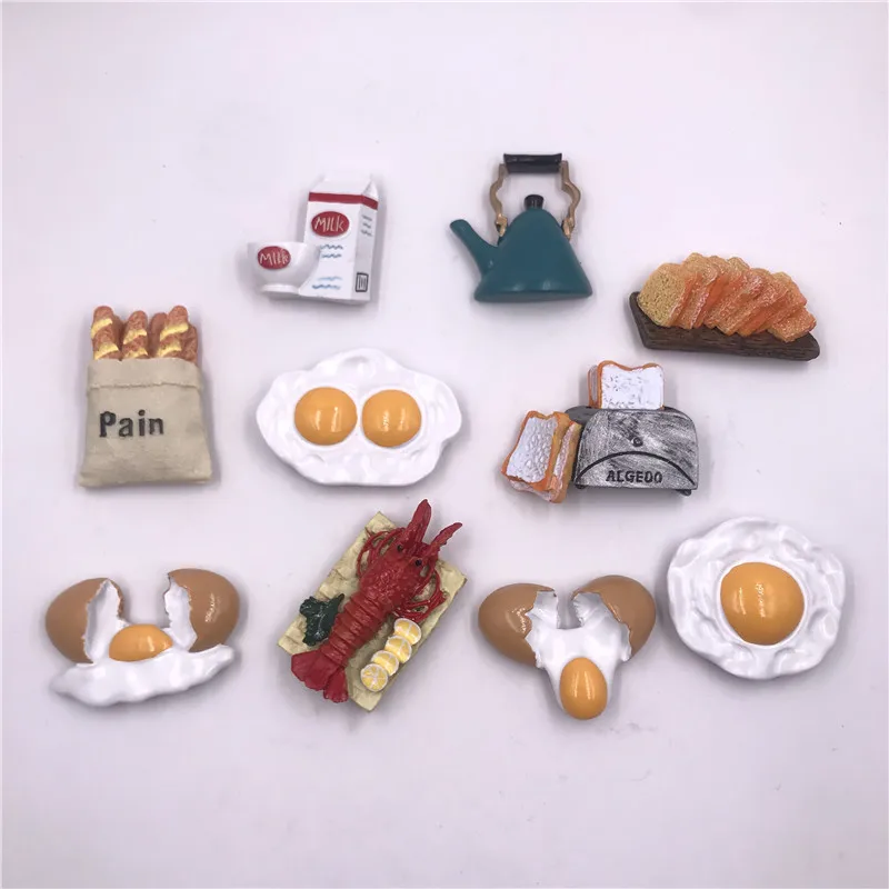 

Simulated European high-end food resin refrigerator with magnetic egg bread three-dimensional creative tomato lobster bread make