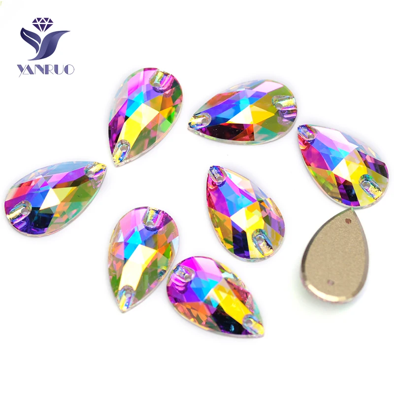 

YANRUO 3230 All Sizes AB Drop High Quality Sew On Stones Flatback Strass Crystal DIY Glass Rhinestones For Needlework