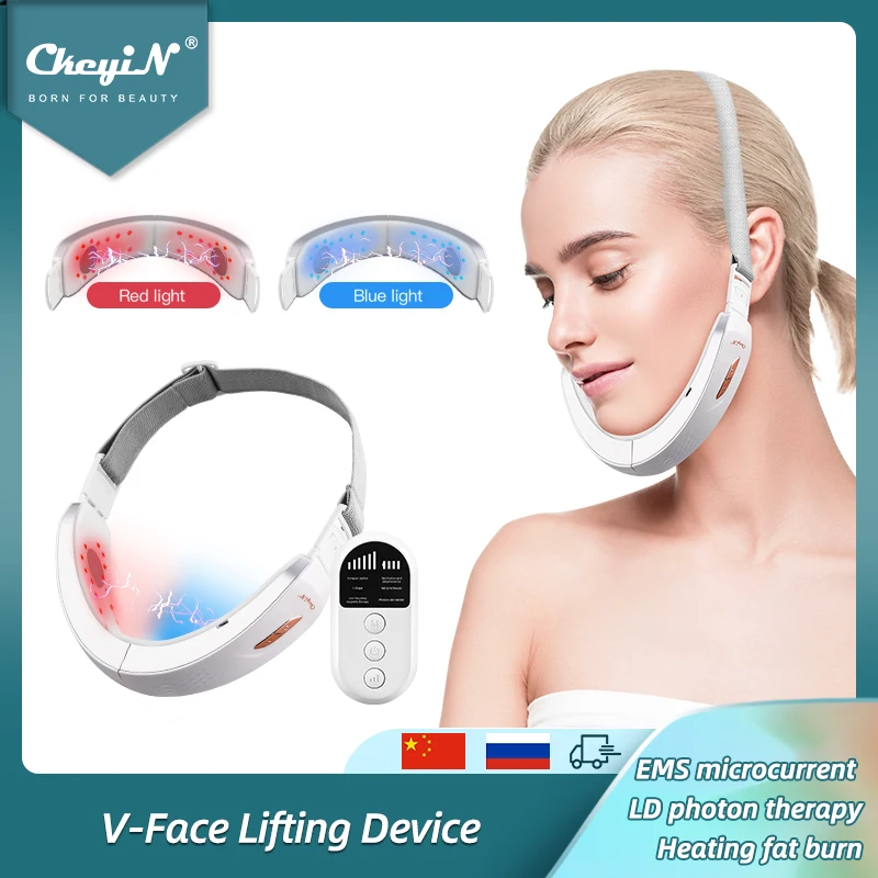 CkeyiN Chin V-Line Up Lift Belt Machine Blue LED Photon Therapy EMS Face Lifting Slimming Vibration Massager Double Chin Reducer
CkeyiN Chin V-Line Up Lift Belt Machine Blue LED Photon Therapy EMS Face Lifting Slimming Vibration Massager Double Chin Reducer