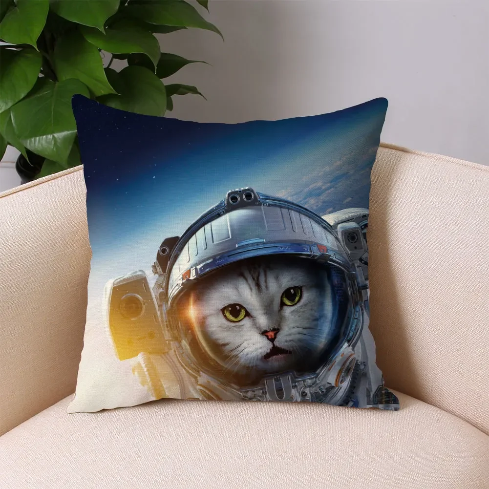 

Customizable Home Soft Garden Chair Cushion Cover Cosmic Blue Planet Pillowcase Pillow Fantasy Astronaut Pillowcase