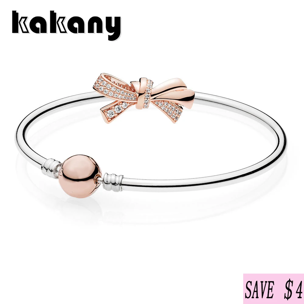 925 Sterling Silver Rose Brilliant Bow Bangle Gift Set Mother's Day Gift Original High Quality European Fashion Jewelry
925 Sterling Silver Rose Brilliant Bow Bangle Gift Set Mother's Day Gift Original High Quality European Fashion Jewelry
