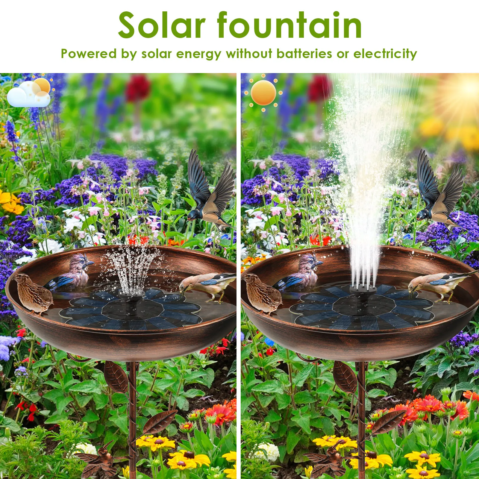 Solar Bird Bath Fountain with Iron Design 15 S5db9c6c4989f411789ba8ecd54d273c2W