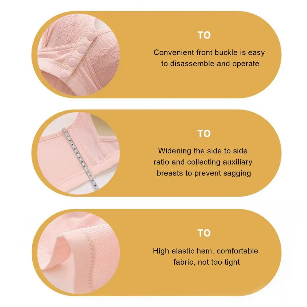 

Wireless Front Bra Comfortable Wireless Front Closure Push-up Bras for Mid-aged Women Lace Splicing Vest Style Thin Section Size