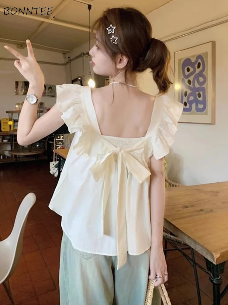 Blouses Women Backless Creativity Lace-up Leisure Lovely Age-reducing All-match Summer Korean Style Stylish Temperament Simple
Blouses Women Backless Creativity Lace-up Leisure Lovely Age-reducing All-match Summer Korean Style Stylish Temperament Simple
