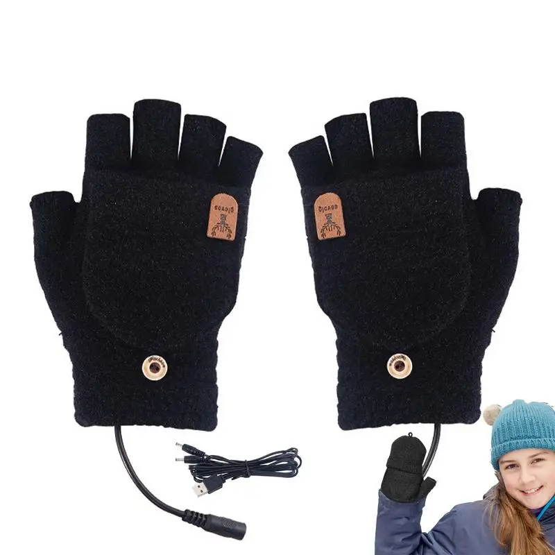 

Heated Glove USB Electric Heating Gloves Touchscreen Fingerless Gloves Breathable Warm Gloves For Boys Winter Cold Weather