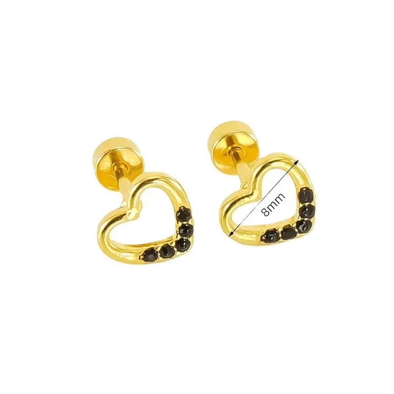 

Fashion Jewelry Shining Rhinestone Hollow Heart Stud Earrings for Women Girls With Diamonds Simple Exquisite Shaped Wedding Gift