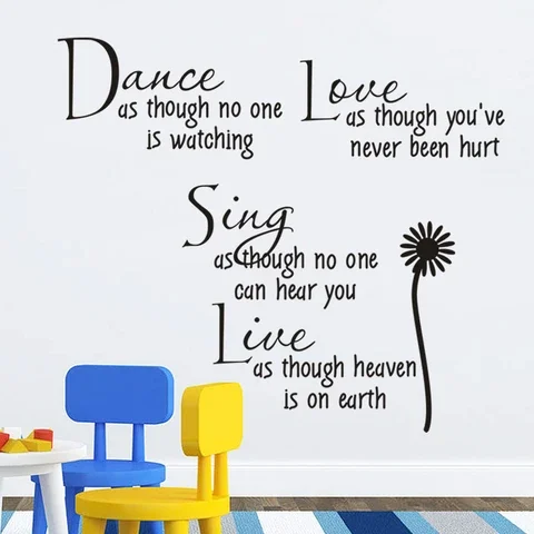 Dance Love Sing Live Inspirational Quotes Wall Decal Stickers Office Bedroom Home Decoration Peel And Stick Pvc Wall Mural Art
Dance Love Sing Live Inspirational Quotes Wall Decal Stickers Office Bedroom Home Decoration Peel And Stick Pvc Wall Mural Art