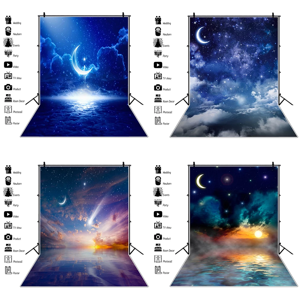 Dreamy Blue Starry Sky Clouds Moon Meteor Photo Backdrops Baby Shower Photography Backgrounds Newborn Child Portrait Photophone
Dreamy Blue Starry Sky Clouds Moon Meteor Photo Backdrops Baby Shower Photography Backgrounds Newborn Child Portrait Photophone