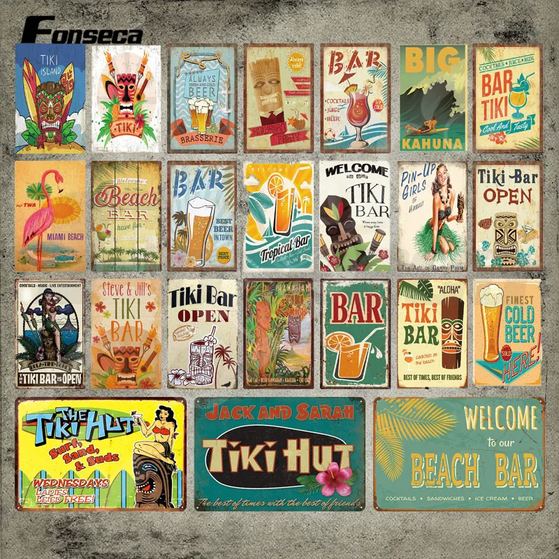 The Tiki Bar Metal Sign Cocktails and Beer Vintage Tin Sign Iron Painting Wall Stickers Metal Plate for Beach Bar Pub Club Decor
The Tiki Bar Metal Sign Cocktails and Beer Vintage Tin Sign Iron Painting Wall Stickers Metal Plate for Beach Bar Pub Club Decor