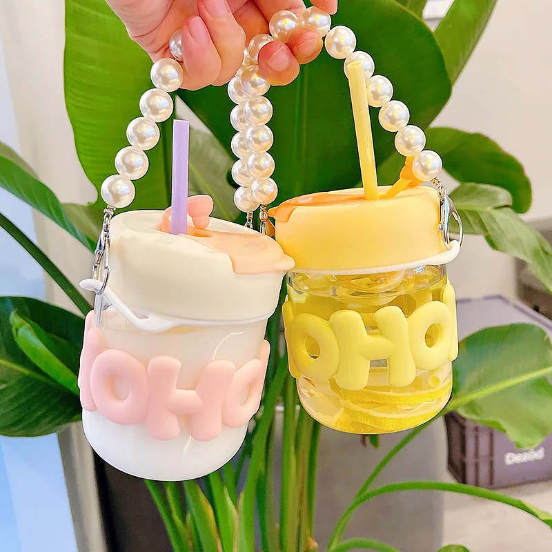Pipette Water Bottle 400ml Water Cup with Pearl Chain and Sticker, Cute Glass Cup Student School Cup Summer Portable Outing
Pipette Water Bottle 400ml Water Cup with Pearl Chain and Sticker, Cute Glass Cup Student School Cup Summer Portable Outing