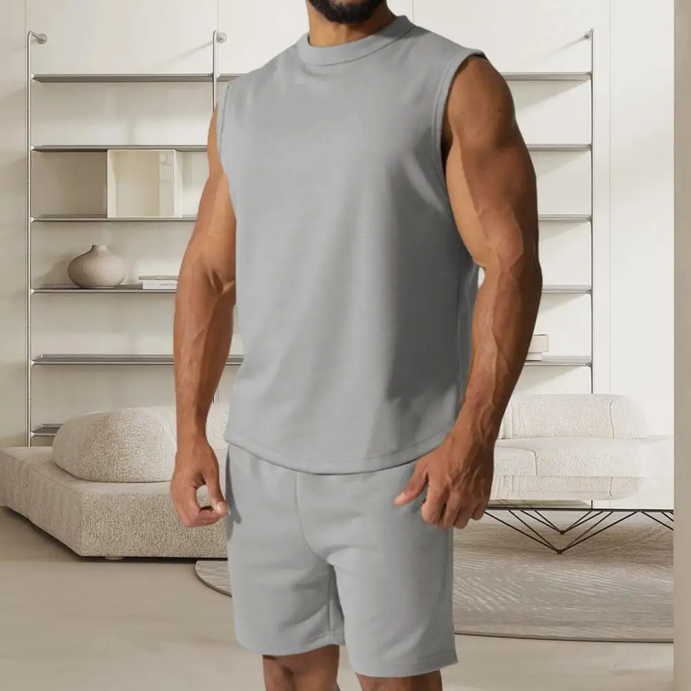 2Pcs/Set O-Neck Sleeveless Shirts Drawstring Pockets Shorts Men Outfit Casual Vest Shorts Set Loose Shorts Sport Suit Streetwear
2Pcs/Set O-Neck Sleeveless Shirts Drawstring Pockets Shorts Men Outfit Casual Vest Shorts Set Loose Shorts Sport Suit Streetwear