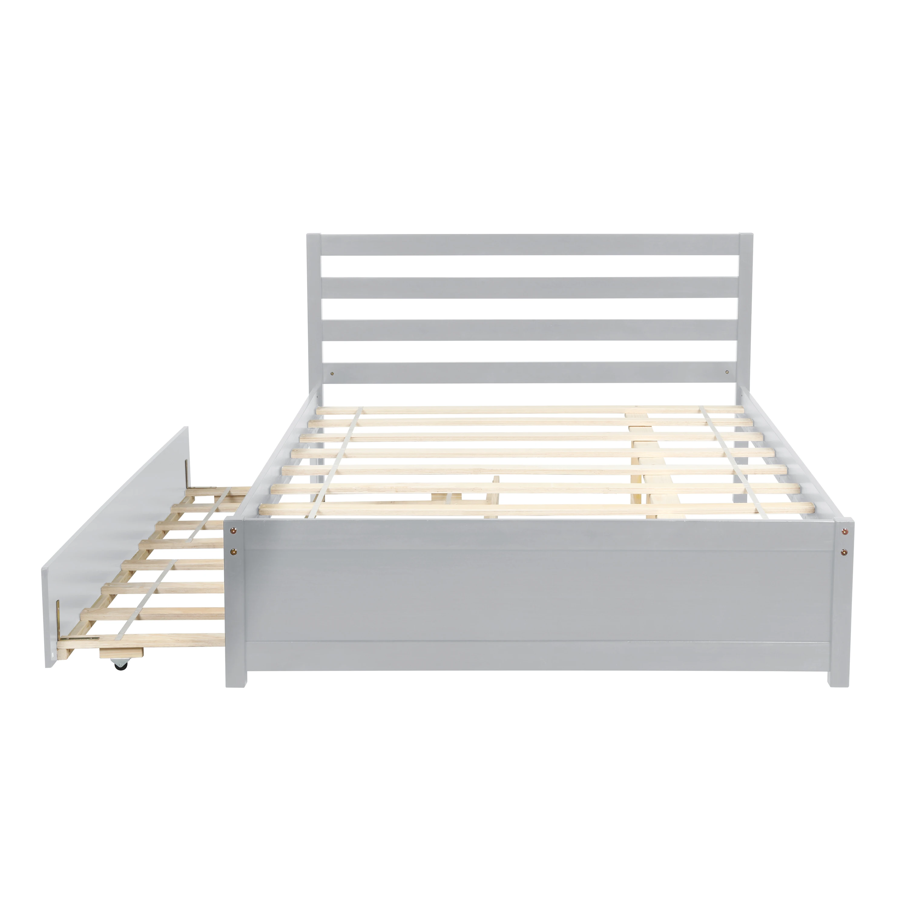 Full Size Wood Platform Bed Frame with Headboard and Twin Trundle For Grey Color 
Full Size Wood Platform Bed Frame with Headboard and Twin Trundle For Grey Color