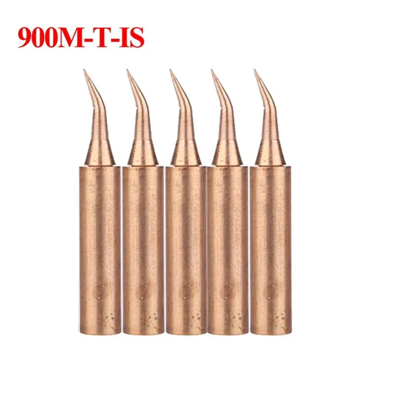 

5pcs 900M-T Copper Soldering Iron Tips Lead-Free Welding Solder Tip 933.907.951 Temperature Range 200~480℃ Power Tools