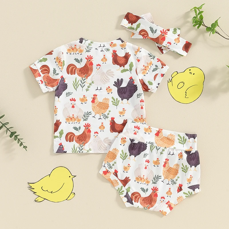 Toddler Baby Boys Girls Shorts Outfit Cartoon Rooster Print Short Sleeve T-Shirt with Elastic Waist Shorts and Headband
Toddler Baby Boys Girls Shorts Outfit Cartoon Rooster Print Short Sleeve T-Shirt with Elastic Waist Shorts and Headband