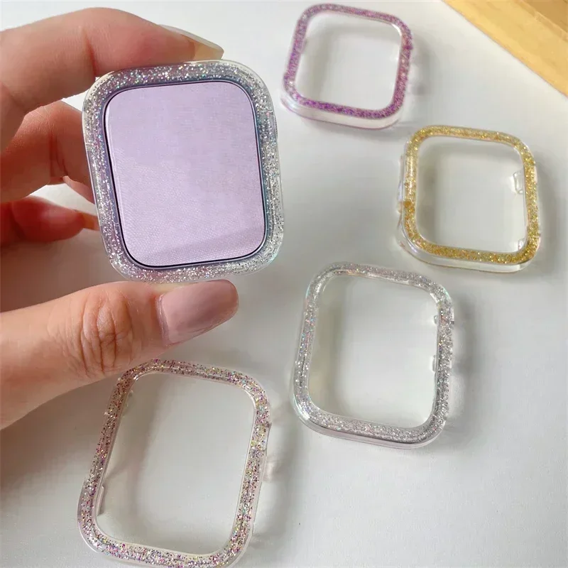 

Glitter Clear Case For Apple Watch 41mm 45mm 49mm 44mm 40mm 42 38mm Accessories Bling Bumper Cover For iWatch series 8 7 5 6 SE