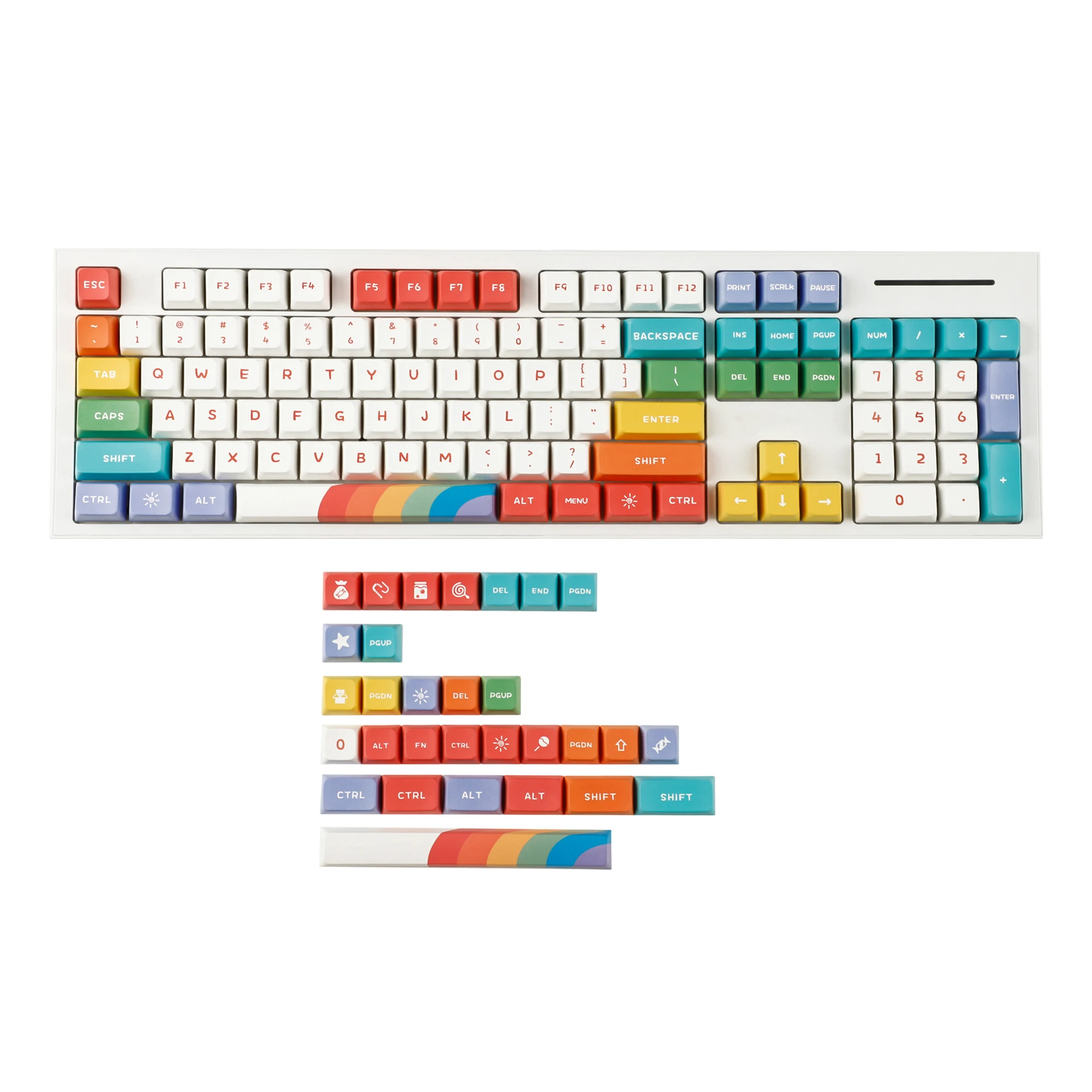 1.6mm Thickness Rainbow MDA Profile Dye Sub Keycaps Ergonomic PBT Keyset For TKL 61 64 68 75 87 96 104 GMMK MX Keyboard
1.6mm Thickness Rainbow MDA Profile Dye Sub Keycaps Ergonomic PBT Keyset For TKL 61 64 68 75 87 96 104 GMMK MX Keyboard