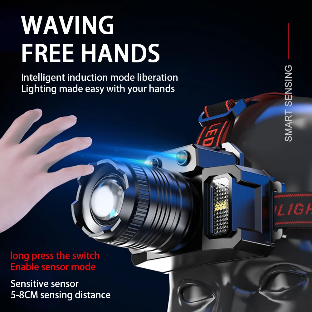 Induction Headllamp Super Bright Head Lamp Torch USB Rechargeable Head-Mounted Outdoor Miner's Lamp LED Night Fishing Light
Induction Headllamp Super Bright Head Lamp Torch USB Rechargeable Head-Mounted Outdoor Miner's Lamp LED Night Fishing Light