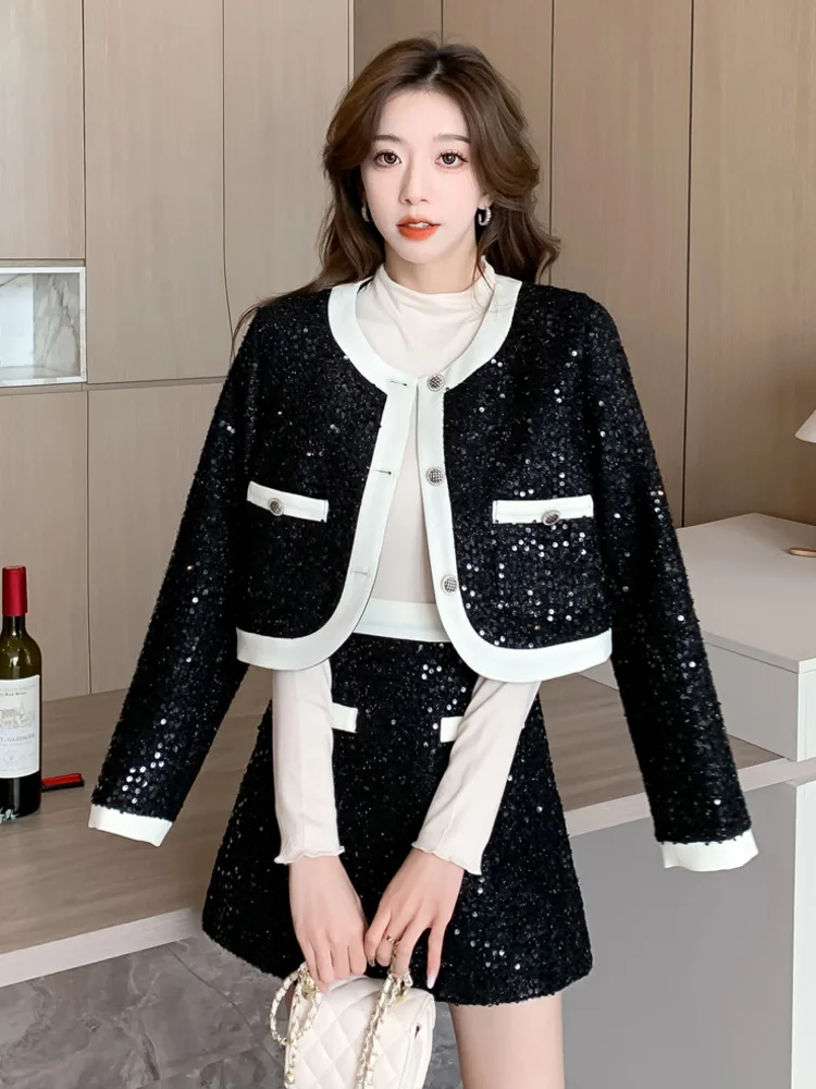 High Street French Luxury Fashion Sequins Tweed Two Piece Set Women Short Jacket Coat + Skirt Suits Small Fragrance 2 Piece Sets
High Street French Luxury Fashion Sequins Tweed Two Piece Set Women Short Jacket Coat + Skirt Suits Small Fragrance 2 Piece Sets