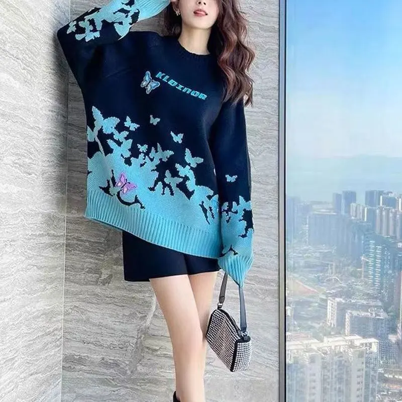 Casual Butterfly Printed Knitted Jumpers Female Clothing Korean Loose 2023 Autumn Winter Commute Stylish Patch Designs Sweaters
Casual Butterfly Printed Knitted Jumpers Female Clothing Korean Loose 2023 Autumn Winter Commute Stylish Patch Designs Sweaters
