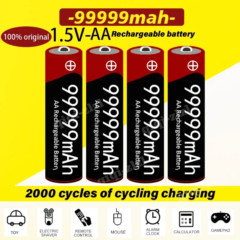 

2024 New AA Battery 99999 MAh 1.5V Rechargeable Battery AA for Flashlights, Toys, Mice, Microphones, Etc.+Free Shipping