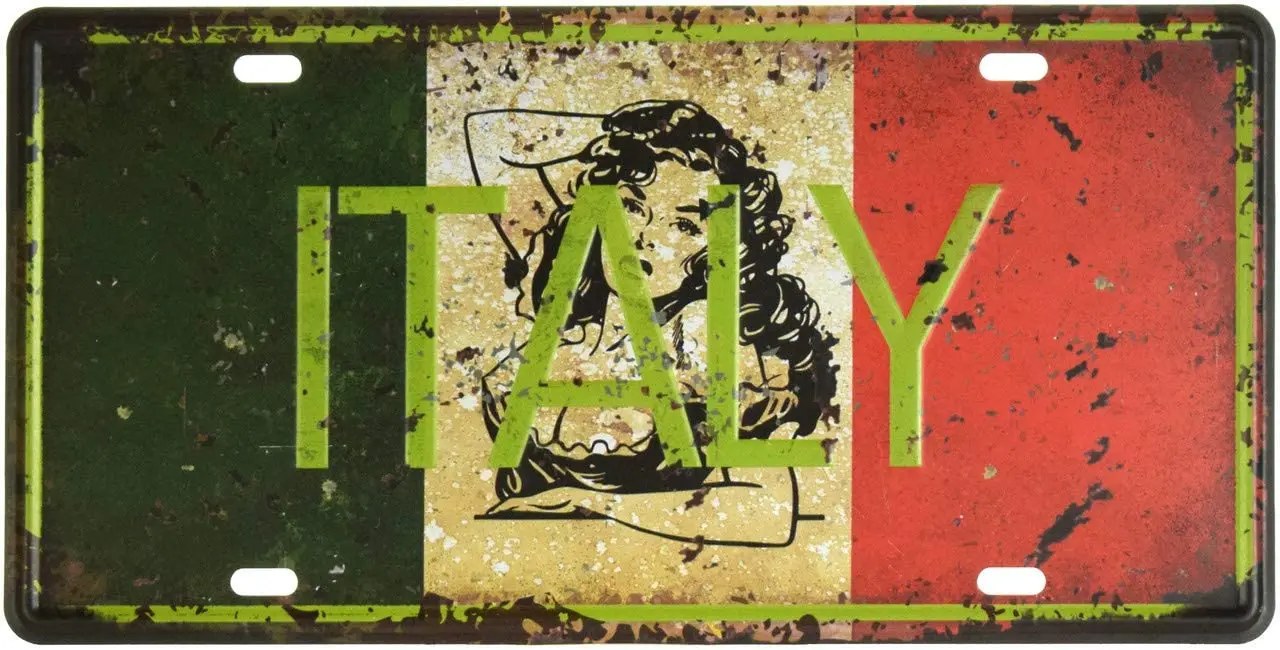 Italy Vintage License Plate Home and Bar Wall Decor Car Vehicle License Plate Souvenir Metal Tin Sign Plaque 6x12 inch
Italy Vintage License Plate Home and Bar Wall Decor Car Vehicle License Plate Souvenir Metal Tin Sign Plaque 6x12 inch