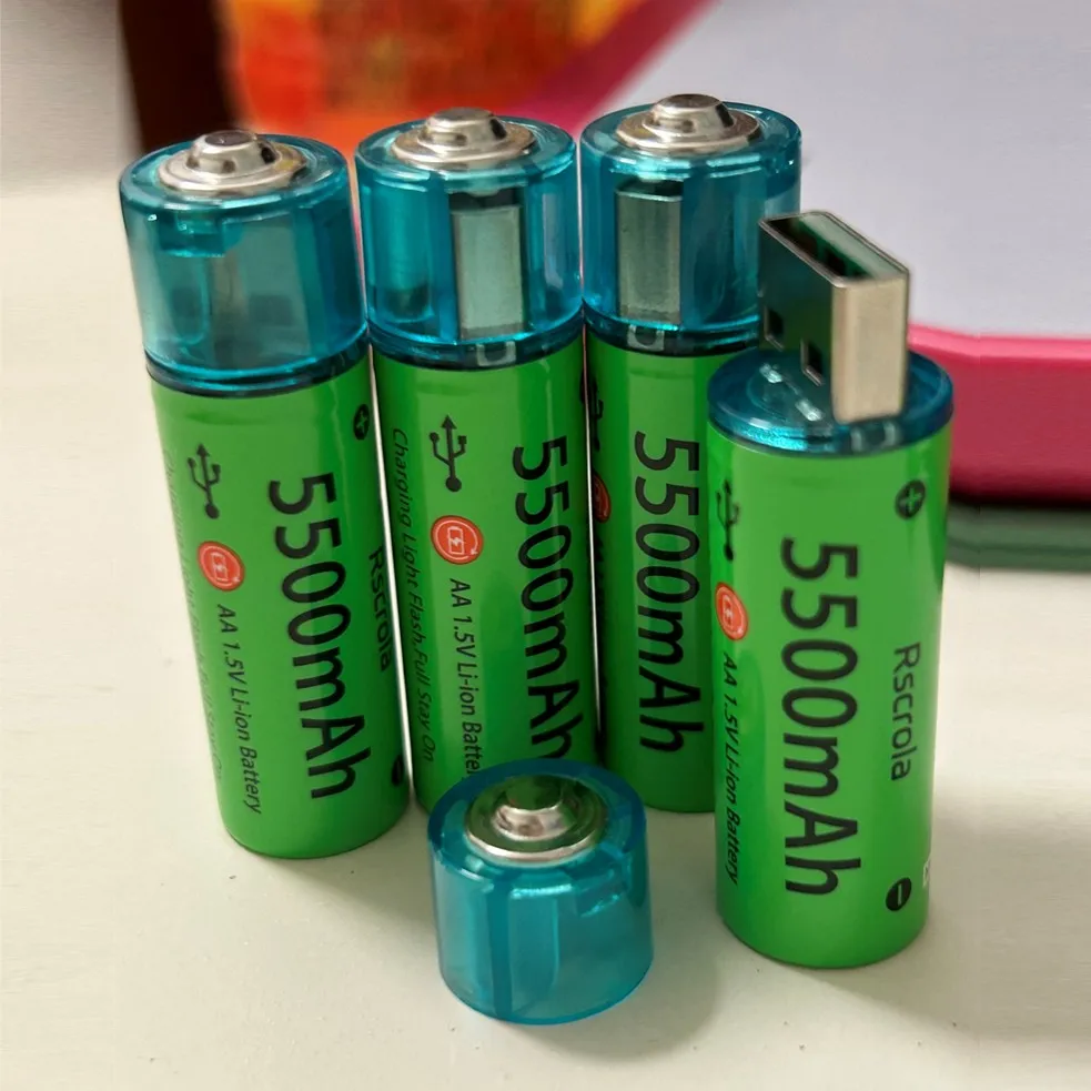 Universal AA Rechargeable Battery Durable 5500mAh Li-ion Battery AA USB Direct Charging for Toys Clocks Game Controllers Cameras Universal AA Rechargeable Battery Durable 5500mAh Li-ion Battery AA USB Direct Charging for Toys Clocks Game Controllers Cameras
