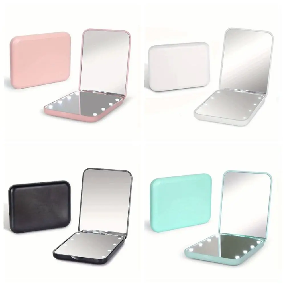 

Hand-held Mini LED Cosmetic Mirrors Folding 1X/3x Small Lighting Makeup Mirrors Travel Double-Sided Compact Mirror With Lights