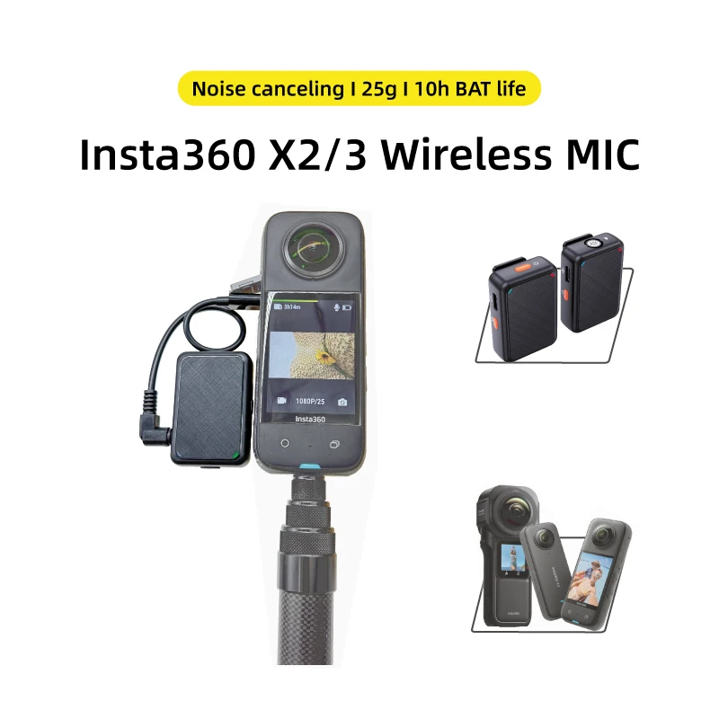 

wireless microphone mic for Insta360 One X2/X3 mic audio no need mic adapter action camera Accessory hifi sound noise reduction